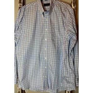 Allen Edmonds Blue and White Checkered Dress Shirt